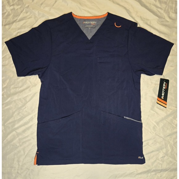 Barco One Tops - Motion by Barco Navy‎ Scrub Top Womens Small Stretch Pockets V Neck NWT